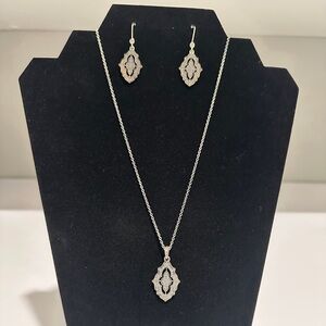 Pandora retired sparkling lace sterling silver necklace and earring set
